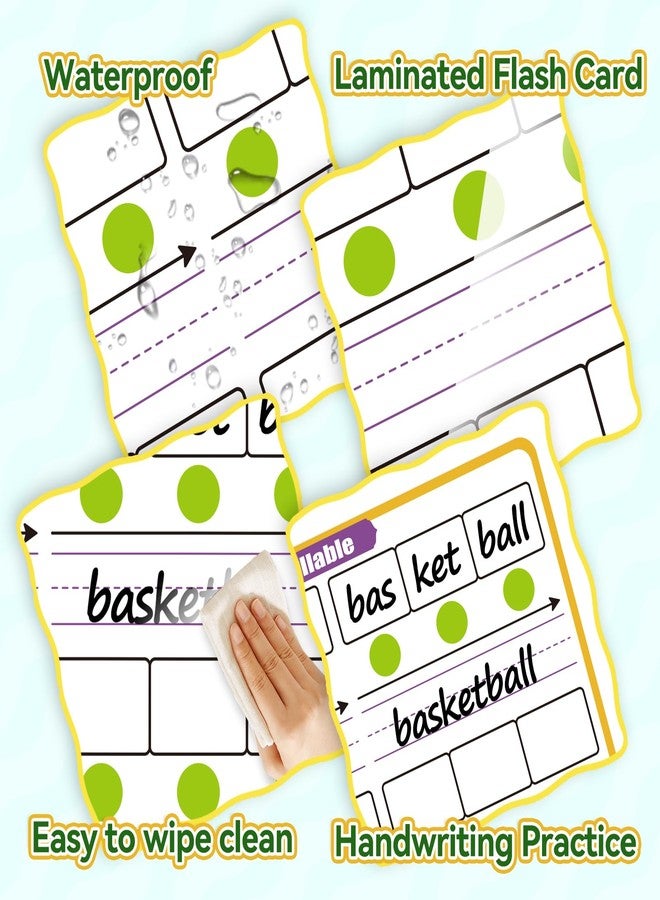 PraxiKidy 12 Pack Phonemic Awareness Dry Erase Flash Card,Phonics Games Science Reading Manipulative Speech Therapy Material Elkonin Box 1st Grade Classroom Must Haves Teacher Homeschool Supplies - Image 5